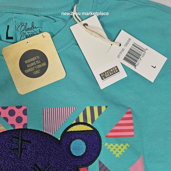 New bleecker & Mercer Mens Short Sleeve BLUE GREEN T Shirt SIZE LARGE - Picture 9 of 9